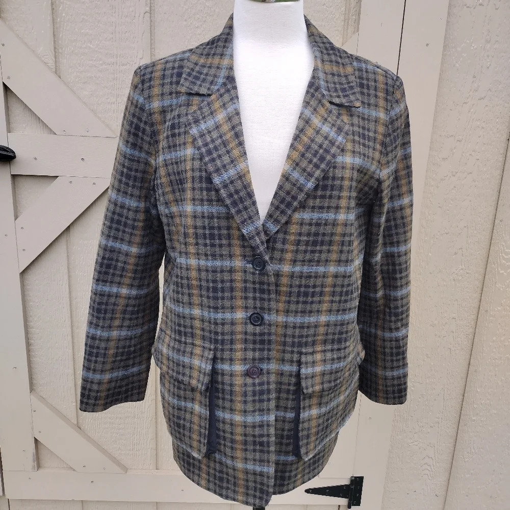 VTG Pendleton Blazer 100% Virgin Wool Womens 12P Academic Career Plaid Coat USA